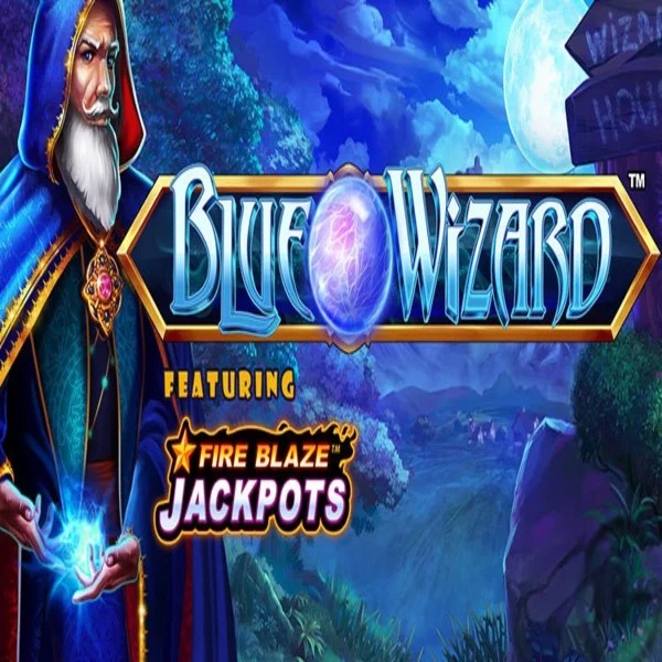 Blue Wizard Fire Blaze Jackpots logo by Rarestone Gaming at Funbet Casino